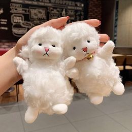 Mascot Costumes 14cm Kawaii Sheep Plush Doll Toy Cartoon Animal Sheep Plushie Stuffed Keychain Bags Pendant Decoration Kids Christmas Gift