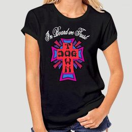 Men's T Shirts Dogtown IN BOARD WE TRUST Skateboard Shirt BLACK MEDIUM-2120A