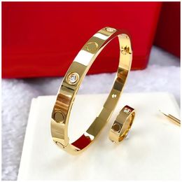 Stainless Steel Diamond Bracelets Silver Rose Gold Bangles Women Men Bangle Designer Bracelet Couple Classic Diamond Jewelry Acces250p