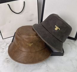 New PU Leather Fashion Bucket Hat Korean Style All-Match Knight's Cap Sun Shade Sun Protection Hat Tide