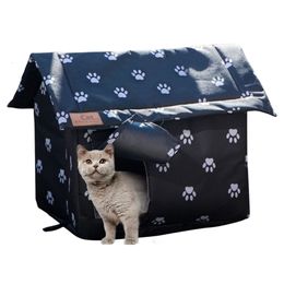 Cat Beds Furniture Waterproof Outdoor Pet House Cat Nest Tent Cabin Pet Bed Tent Oxford Cloth Cat Kennel Portable Travel Nest Pet 231011