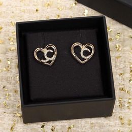 2023 Luxury quality Charm small heart shape stud earring with diamond in 18k gold plated have box stamp PS7421A312Y