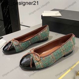 23ss Womens Slip On Dress Shoes Designer Ballet Shoe Denim Blue Black Loafers With Bow Tweed Espadrilles Retro Green Soft Leisure womens Shoe