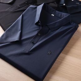 Men's Polos Physical Store Light Luxury Sweat-Absorbent Ice Silk Business Polo Shirt Seamless Short-Sleeved T-shirt Summer K718