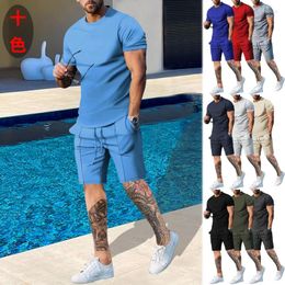 Men's Tracksuits Clothing 2023 Summer Two-Piece Short Sleeved T-shirt Casual Fashion Shorts Multi-Color Set