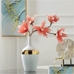 Decorative Flowers Diy Projects Home Wedding El Decor Artificial Flower Arrangement Hdpe Material 5 Heads Landing Yan Branch Dhyjo