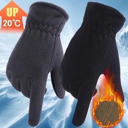 Five Fingers Gloves Mens Winter Solid Women Outdoor Polar Fleece Thicken Warm Cold Motorcycle Cycling Wrist Glove black Mittens 231012