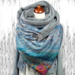 Scarves Scarf Winter Women Abstract Print Button Soft Wrap Warm Shawls Fashion 231012