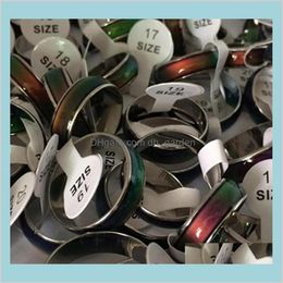 Band Jewellery 100Pcs Fashion Mood Ring Changing Colours Rings Size 16 17 18 19 20 Stainless Steel Drop Delivery 2021 M1Frl303T