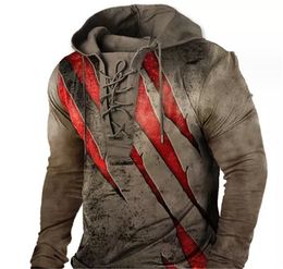 Customised Tees & Polos 021 Brown Scratch printing Hooded Mens Hoodie 3D Digital Printing Hoodie Loose Sweater Long sleeved Coat