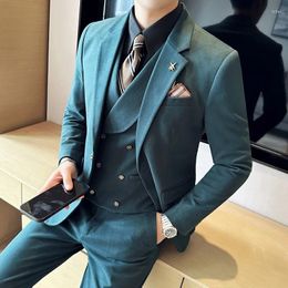 Men's Suits Vip Top Class Suit Ly Arrived 2023 Autumn/Winter Herringbone Woolen Korean Version Slim Fit Business 3-Piece