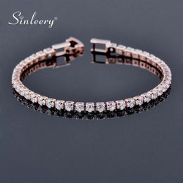 Round Cubic Zirconia Tennis Bracelet For Women Rose Gold Colour Bridal Wedding Jewellery SL059 SSB Beaded Strands346m