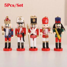 Christmas Decorations Merry Christmas Decorations Kids Nutcracker Soldier Doll 12cm Wooden Pendants Year Ornaments For Navidad Xmas Tree 5pcs/set 231013