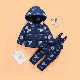 Rompers Newborn baby jumpsuit winter warmth baby boy girl full set children's down jacket pants cartoon baby elephant jumpsuit TZ726 x1013