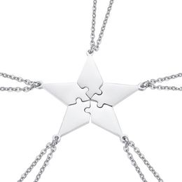 5pcs Good Family Friendship Necklace Set Five-pointed Star Puzzle Neck Pendant Fashion Creative Jewellery Accessories Pe Necklaces245S