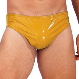 Underwear Mens Luxury Underpants Patent Leather Briefs Latex Panties Wet Look Club Dancing Performance Elastic Waistband Drawers Kecks Thong 7STK