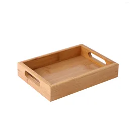 Plates Serving Tray Dinner El Bamboo Rectangular Dessert Rustic Snack For Party Tableware With Handles Bar Tea Country Style Coffee