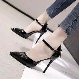 Dress Shoes Sexy Nude Color High Heels Fashion Thin Butterfly-Knot Patent Leather Middle Hollow Womens Elegant Party Pumps 231013