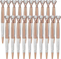 50Pcs/Lot Big Diamond Rollerball Ballpoint Pen Bling Crystal Jewel Metal Rose Gold Silver