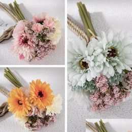 Decorative Flowers 1 Bouquet Artificial Flower Easy Care Not Withering No Need To Water Realistic Exquisite Fake For Wedding Dhogi