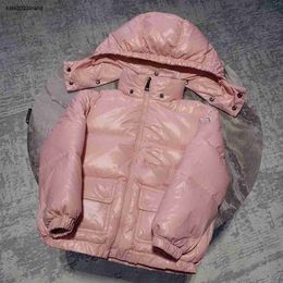 Solid color down Hooded Jackets for baby child Winter clothing Size 100-170 CM lovely pink boys and girl overcoat Oct10