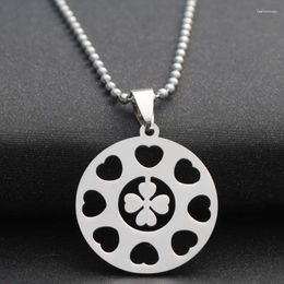 Pendant Necklaces 10 Stainless Steel Lucky Love Heart Four-leaf Clover Necklace Petal Flower Small Grass Plant Amulet Geometric