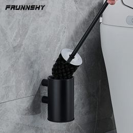Toilet Brushes Holders Toilet Brush Holder Matte Black Bathroom Cleaning Tool Wall Mount Stainless Steel Durable Vertical Toilet Brush With Holder FR01 231013