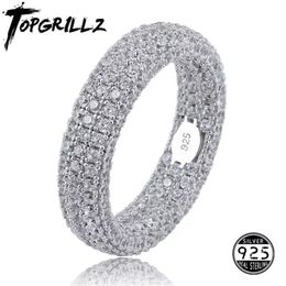 Quality 925 Sterling Silver Stamp Ring Full Iced Out Cubic Zirconia Mens Women Engagement Rings Charm Jewellery For Gifts 2110123330