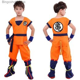 Theme Costume Halloween Kids Boys Son Goku Cosplay Come Wig Shoes Set Children Clothing Performance Props Party Dress Up Birthday GiftL231013