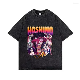 Men's T Shirts Anime Oshi No Ko Washed Tees Hoshino Ai Kurokawa Akane Oversized T-shirt Vintage Streetwear Manga Tshirt Men Tops