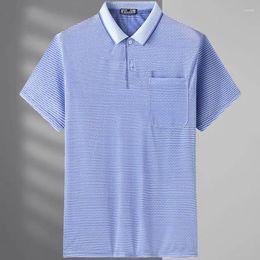 Herren Polos 2023 T-Shirt Kurzarm Polo-Ausschnitt Pendler Sommer Basic Mode Lässig All-Match England Gestreifte Taschen Pullover