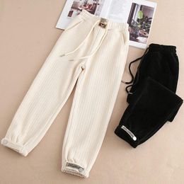 Trousers Children Winter Warm Pants For Boys Girls Thick Sweatpants Temperament Chenille Fleece Casual Sports Kids E898