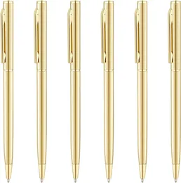 1000Pcs/Lot Slim Metal Ballpoint Pens Rose Gold Custom Logo Advertising Lettering Engraved Name School Office Supplies Gifts