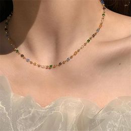 Choker Pure Style Small And Colourful Crystal Collar Chain Light Luxury Ins Versatile Necklace For Women