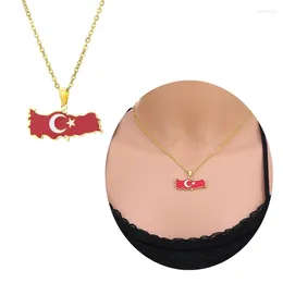Pendant Necklaces Trendy Stainless Steel Turkish Map Necklace Geometric Ethnic Birthday Neckwear