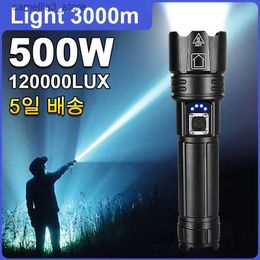 Torches Most Powerful LED Flashlight Rechargeable Torch Lighting 1500M Tactical Lantern Ultra Powerful Flashlight With Usb Charging Q231013