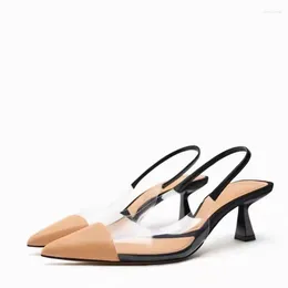 Dress Shoes TRAF Autumn Transparent Thin Band Women High Heel 2023 Fashion Slingback Woman Sandals Pointed Pumps Sexy ZAZA Mules