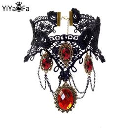 Chokers YiYaoFa Gothic Jewellery Vintage Lace Necklace Pendant Women Accessories Choker Necklace False Collar Statement Necklaces GN-62 231013