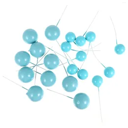 Festive Supplies Balloon Cake Topper 20pcs Blue Cupcake Toppers Balls Pearl Picks