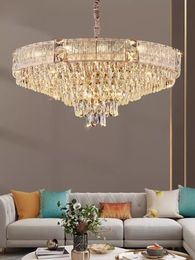 American Modern Gold Crystal Pendant Lamps European Luxury Hanging Lamps Home Indoor Living Dining Room Bedroom Lustre Lamparas Luminaria Droplight Art Decor