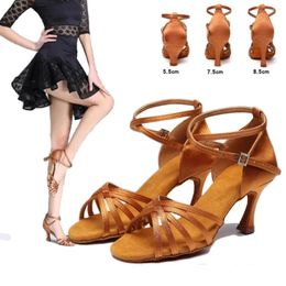 Dress Shoes Ladies Latin Dance Comfortable Breathable Female Adult Cha Rumba Middle High Heel Soft Bottom Dancing
