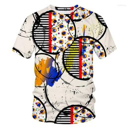 Men's T Shirts Summer Abstract 3D Pattern Printed T-shirt Casual Hip-hop Round Neck Fun Short Sleeved Top Clothing