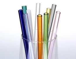 Simple Colored Borosilicate Cocktail Glass Straws Length 20cm Strait 8mm Drinking Straw For Party Free ship