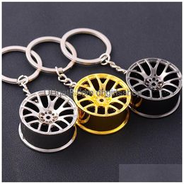 Keychains & Lanyards Metal Wheel Hub Key Rings Sports Car Keychain Pendant Sier Gold Fashion Jewellery Bag Hangs Drop Ship Fashion Acces Dhsuf