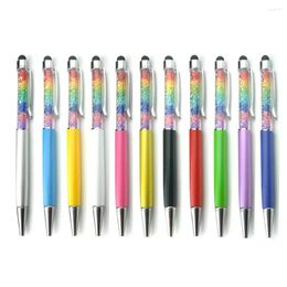 1000pcs Customised Logo Rainbow Crystal Ballpoint Pens Cute Creative DIY Office Student Lettering Name Touch Stylus Screen