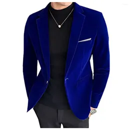 Men's Suits Single-breasted Royal Blue Velvet 2Pcs Tuxedo Coat Trousers Suit Set For Wedding Prom Terno Masculino Design