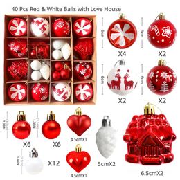 Christmas Decorations Christmas Ball Decoration 6cm Love House Electroplated Ball Plastic Special-shaped Painted Christmas Gift Christmas Tree Pendant 231012