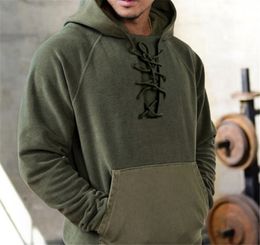 Customised Tees & Polos 021 Dark green stitching Hooded Mens Hoodie Loose Sweater Long sleeved Coat