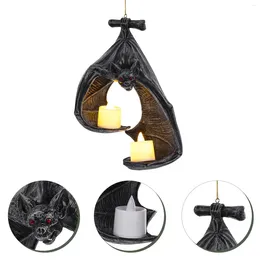 Candle Holders Sculpture Bat Sconce Holder Home Decor Halloween Metal Wall Resin LED Light