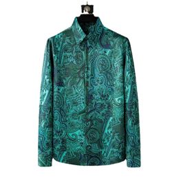 Luxury Baroque Printed Shirt for Men Long Sleeve Loose Casual Shirts Business Social Formal Dress Shirts Banquet Party Blouse